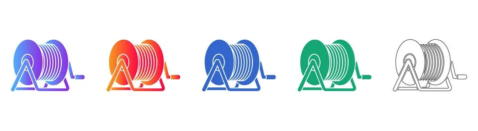Cable Reel Icon Set Stock Illustration