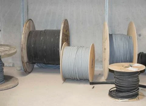 Cable reel for plugging devices with power Stock Photos