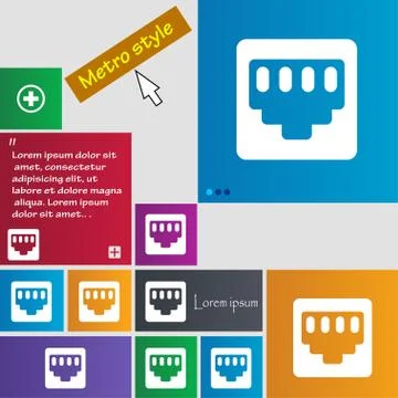 Cable rj45, Patch Cord icon sign. Metro style buttons. Modern interface websi Illustrazione stock