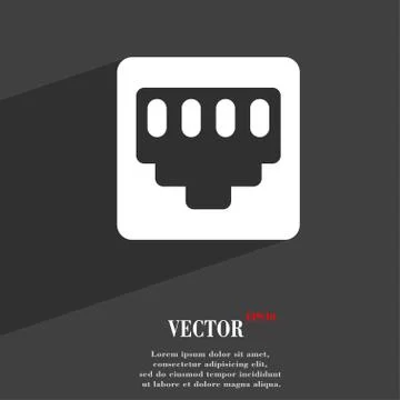 Cable rj45, Patch Cord  icon symbol Flat modern web design with long shadow a Illustrazione stock