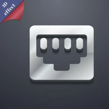 Cable rj45, Patch Cord  icon symbol. 3D style. Trendy, modern design with spa Illustrazione stock