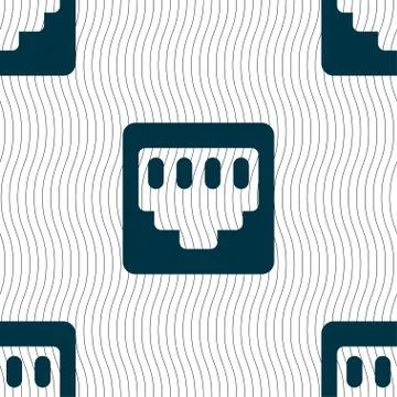 Cable rj45, Patch Cord icon sign. Seamless pattern with geometric texture. Ve Illustrazione stock