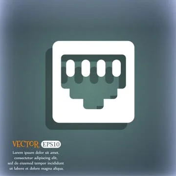 Cable rj45, Patch Cord  icon symbol on the blue-green abstract background wit Illustrazione stock