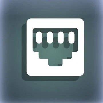 Cable rj45, Patch Cord icon symbol on the blue-green abstract background with sh Illustrazione stock