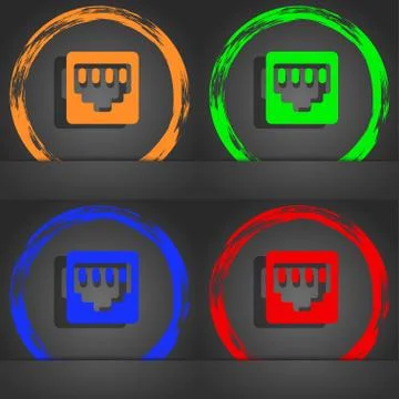 Cable rj45, Patch Cord icon symbol. Fashionable modern style. In the orange, gre Illustrazione stock