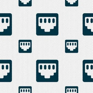 Cable rj45, Patch Cord icon sign. Seamless pattern with geometric texture. Illustrazione stock
