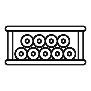 Cable rolls stacked on warehouse shelf, organizing electrical wire inventor.. Stock Illustration