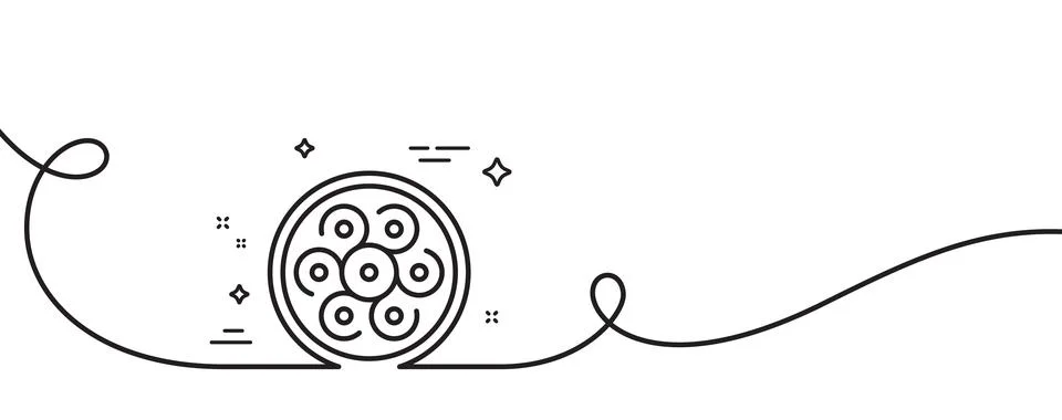 Cable section line icon. Optic fiber sign. Continuous line with curl. Vector Illustrazione stock