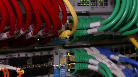 Cable server. connection with lights. Cyber. 4K Stock Footage 84383714