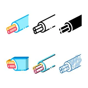 Cable set with electrical cords color icon vector Stock Illustration