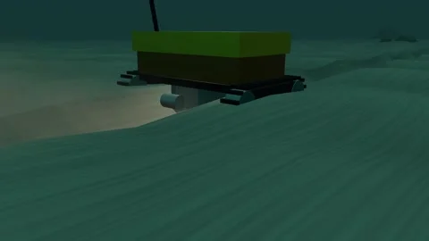 Cable sinking into a jetted trench on the seabed seabed level loop Stock Footage 345053247