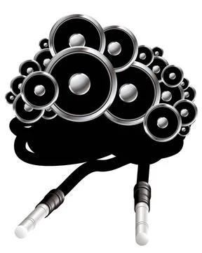 Cable space speaker retro style speaker stack with electrical cable in bla... 스톡 사진
