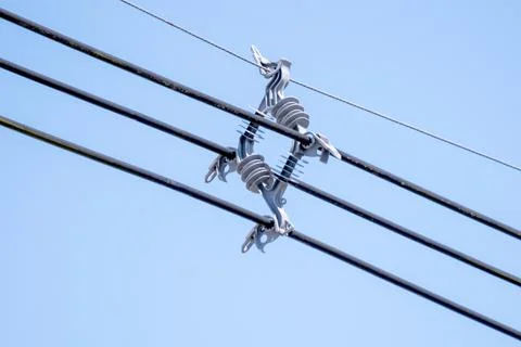 Cable Spacer On Blue Sky Stock Photos