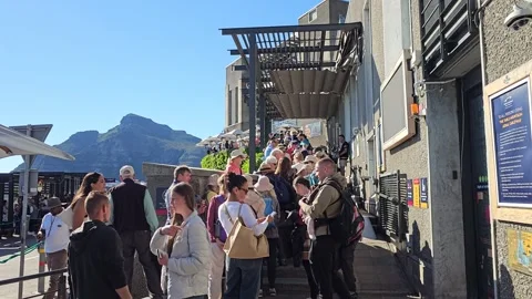 Cable Station Queue, Table Mountain Cable Car, Cape Town, South Africa 8K Stock Footage 347931228