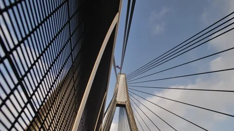 Cable-stayed Anzac bridge in Sydney slow motion 4K Video stock 268154370
