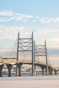 Cable-stayed bridge across the Korabelny fairway. Saint Petersburg. Russia Stock Photos