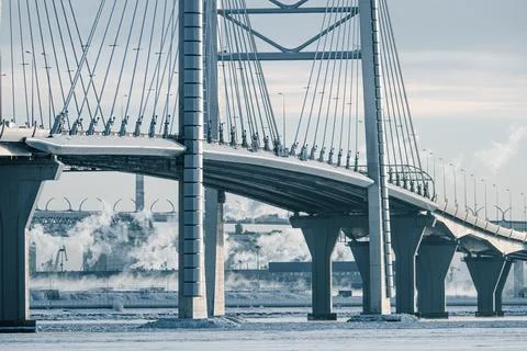 Cable-stayed bridge across the Korabelny fairway. Saint Petersburg. Russia Stock Photos