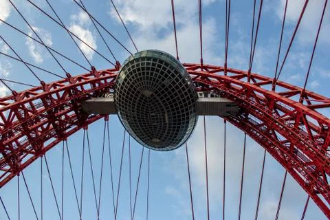 A cable-stayed bridge across the Moscow River. Picturesque bridge in Moscow. A Фото