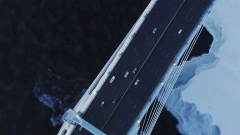 Cable-stayed bridge across the Neva River in winter. Video stock 165563639