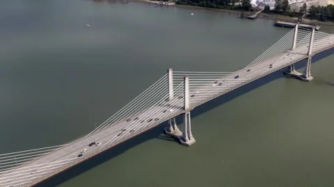 Cable-Stayed Bridge Aerial View Vídeo Stock 347127235