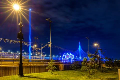 The cable-stayed bridge and the Western high-speed diameter in St. Petersburg Stock Photos