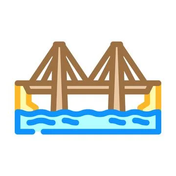 Cable-stayed bridge color icon vector illustration Stockillustratie