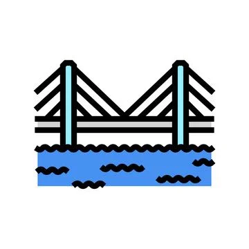 Cable stayed bridge color icon vector illustration Illustrazione stock