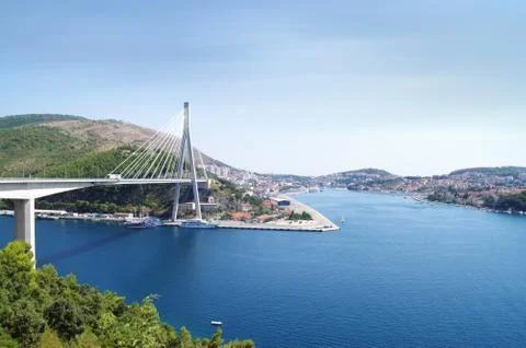 Cable-stayed bridge in Dubrovnik Stock Photos