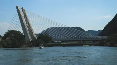 Cable-Stayed Bridge Stock Footage 268786373