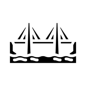 Cable-stayed bridge glyph icon vector illustration Stockillustratie