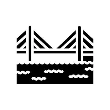 Cable stayed bridge glyph icon vector illustration 스톡 일러스트