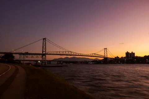 Cable-stayed bridge Hercilio Luz in Florianopolis, Santa Catarina, Brazil. Foto stock