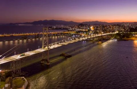 Cable-stayed bridge Hercilio Luz in Florianopolis, Santa Catarina, Brazil. Foto stock