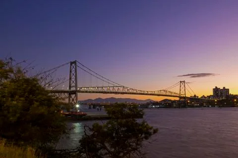 Cable-stayed bridge Hercilio Luz in Florianopolis, Santa Catarina, Brazil. Foto stock