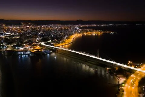 Cable-stayed bridge Hercilio Luz in Florianopolis, Santa Catarina, Brazil. Foto stock