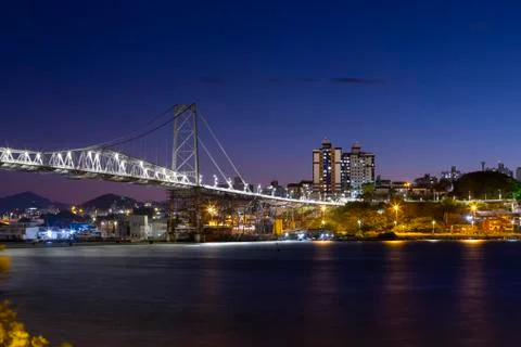 Cable-stayed bridge Hercilio Luz in Florianopolis, Santa Catarina, Brazil. Stock Photos