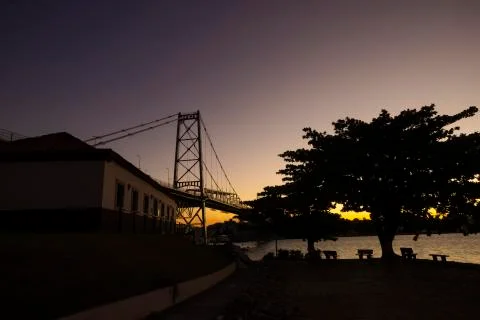 Cable-stayed bridge Hercilio Luz in Florianopolis, Santa Catarina, Brazil. Stock Photos