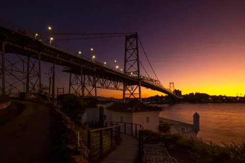 Cable-stayed bridge Hercilio Luz in Florianopolis, Santa Catarina, Brazil. Foto stock