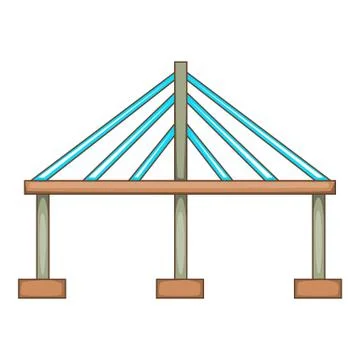 Cable stayed bridge icon, cartoon style 스톡 일러스트