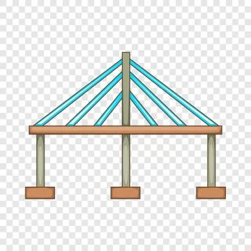 Cable stayed bridge icon, cartoon style Stock Illustration
