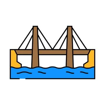 Cable-stayed bridge icon color illustration Stock Illustration