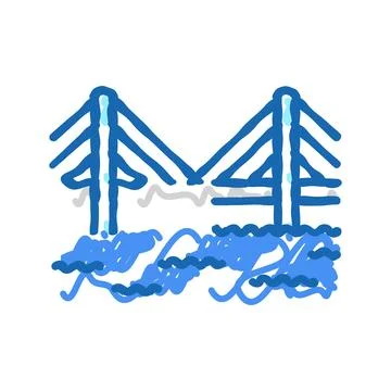 Cable stayed bridge icon doodle illustration Stock Illustration