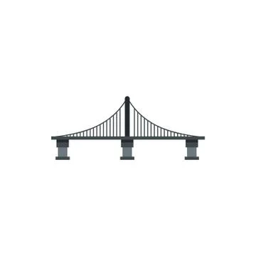 Cable stayed bridge icon, flat style Stock Illustration