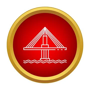 Cable stayed bridge icon representing infrastructure and connection 库存插图