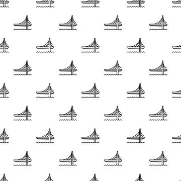 Cable stayed bridge icons creating seamless pattern background Stock Illustration