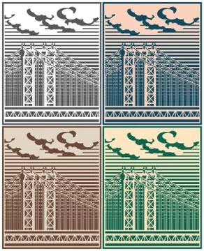 Cable-stayed bridge Illustrazione stock