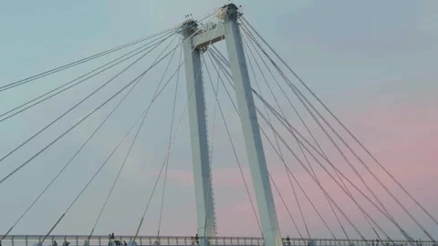 Cable-stayed bridge with lighting Video stock 283469122
