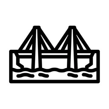 Cable-stayed bridge line icon vector illustration Illustrazione stock
