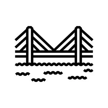 Cable stayed bridge line icon vector illustration Stock Illustration