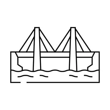 Cable-stayed bridge line icon vector illustration 스톡 일러스트